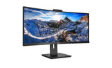 Philips 346P1CRH Monitor 34 Pulgadas UWQHD Curvo, 100Hz, VA, 4 ms GtG, HDR400, 0, Altura Ajustable, Altavoces (3440x1440, 1x HDMI 2.0, 1x DP 1.4, USB-Hub), Negro