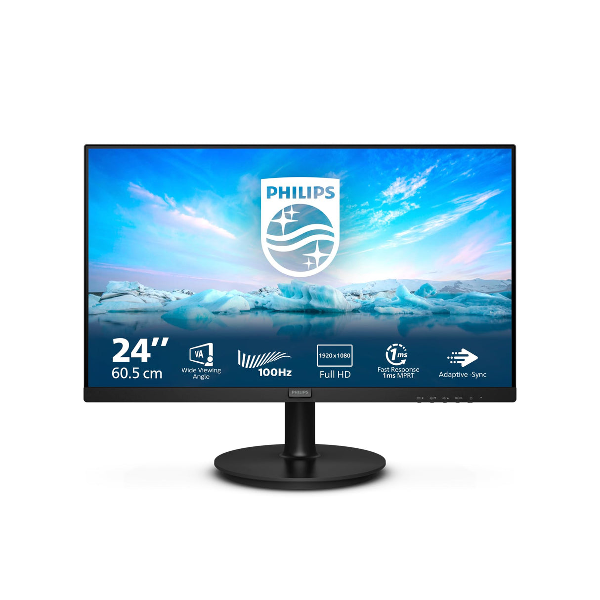 Philips 241V8LAB Monitor 24 Pulgadas FHD, 100Hz, VA, 1 ms MPRT, Adaptive Sync., Altavoces (1920x1080, 1x HDMI 1.4), Negro