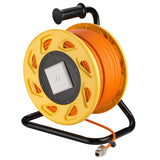 goobay 58934 Carrete de Cable de Red móvil Cat 7A S/FTP Incl. Conector RJ45 Keystone, apantallado en 2 Pliegues, sin halógenos, 1000MHz, 90m, Naranja