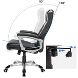 SONGMICS Silla de Oficina, Silla de Escritorio, Altura Ajustable, Ergonómica, Tapizada en PU, Carga de 150 kg, Negro OBG21B