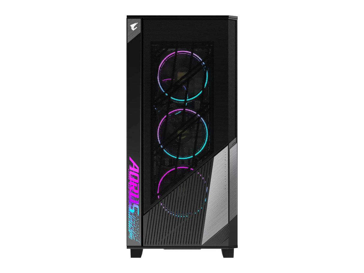 AORUS C500 Glass - Carcasa Negra para Juegos de PC de Torre Media, Vidrio Templado, USB Tipo C, 4 Ventiladores ARBG incluidos (GB-AC500G ST)