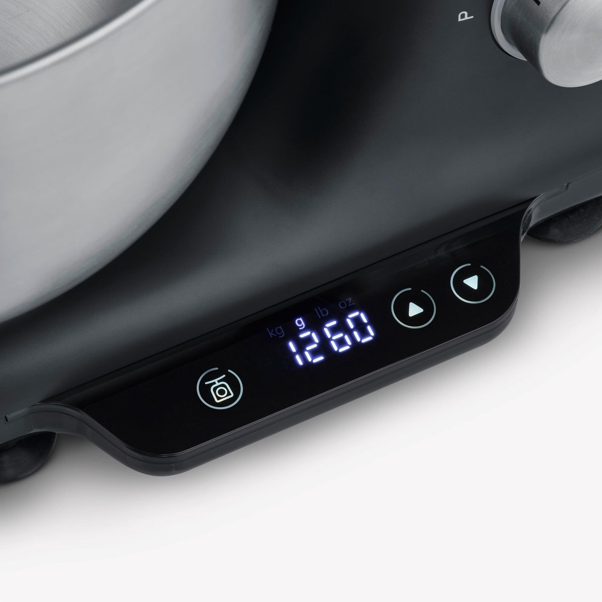 SEVERIN Robot de cocina con báscula, amasadora profesional hasta 3kg, robot multifunción con gancho amasador, batidor plano y varillas, 1000 W, negro mate/acero inoxidable, KM 3898