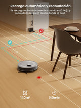 LEFANT M2 Robot Aspirador y Fregasuelos, 6000Pa, 140min, Navegación dToF, Mapeo 3 Pisos, Evitación Mejorada PSD, Limpieza Personalizada, WiFi/App/Alexa, Gris