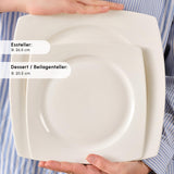 Karaca Vajilla Vesta White para 12 personas, 52 piezas, elegante vajilla de porcelana para 12 personas, incluye platos, tazas, cuencos y cubiertos