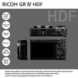 RICOH GR IV HDF, Modelo ampliado de la GR IV con Filtro difusor de Luces Altas Integrado. Cámara compacta Digital Premium definitiva con Nuevo Sensor CMOS de tamaño APS-C de 25,74 MP
