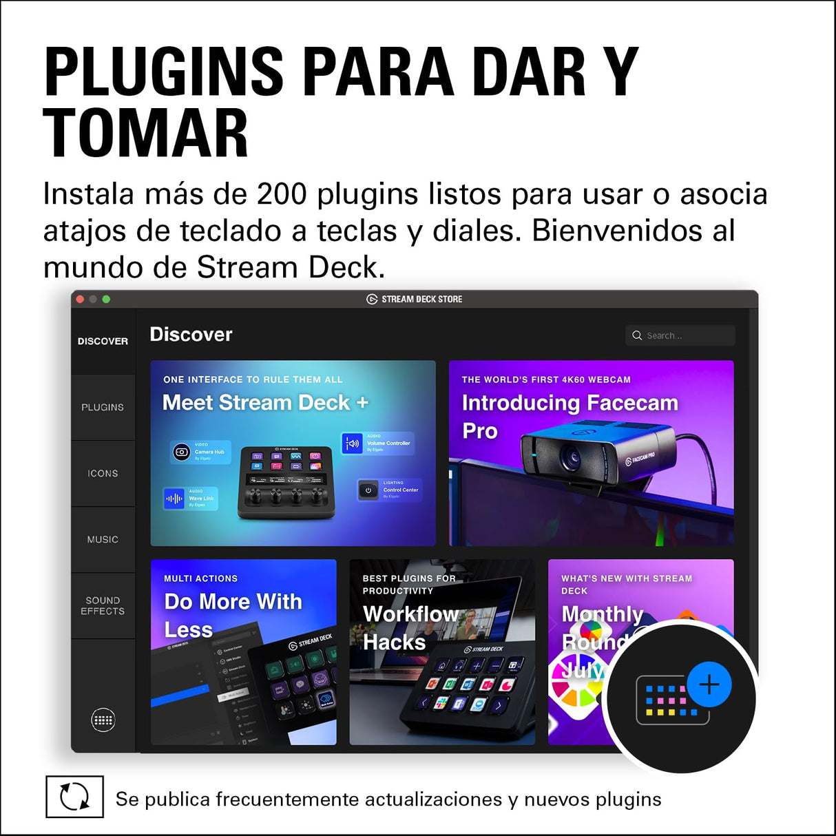 Elgato Stream Deck +, mezclador de audio, controlador de directo y estudio para creación de contenido, streaming, juegos, con banda táctil, diales y teclas LCD personalizables, funciona con Mac y PC