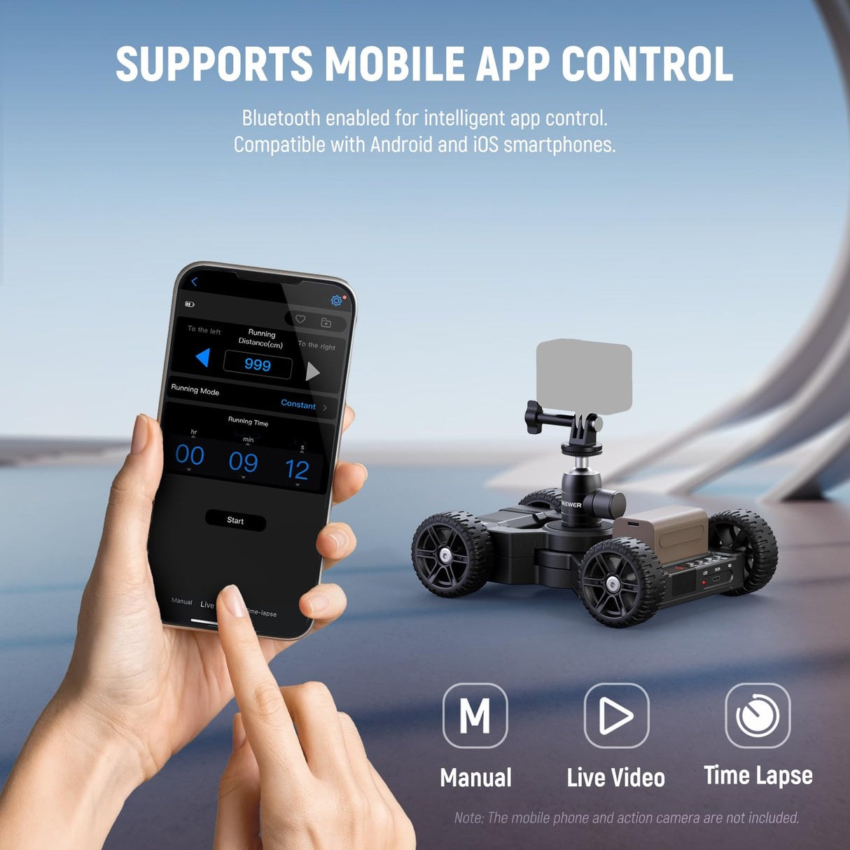 NEEWER DL400 Cámara Motorizada Actualizada Deslizante Dolly con App Control, Motor Dual Ultra Silencioso, 5h Funcionar, Compatible con GoPro iPhone Android Samsung Smartphone DSLR Cámara Videocámara