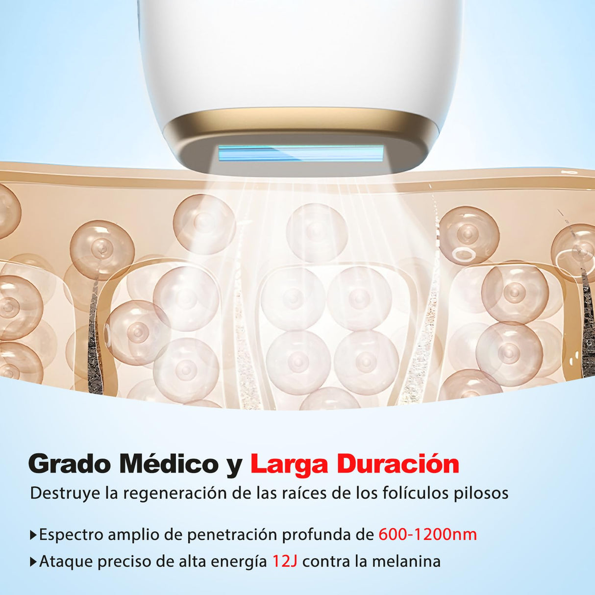 AraSyleon IPL depiladora luz pulsada, refrigeración zafiro sin dolor, depiladora luz pulsada, 1200 nm depiladora láser, 3 modos de ajuste de 5 velocidades, Ideal para Cuerpo y Rostro