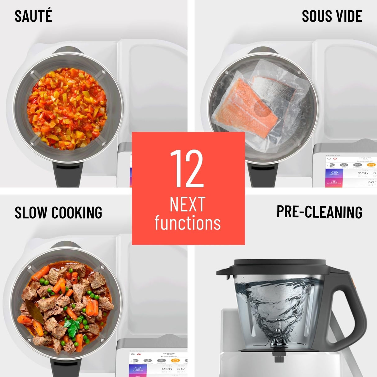 Taurus Mycook Next - Robot de Cocina con wifi, pantalla XXL, cocina por voz, inducción, cocción lenta o alta temperatura, sous-vide, 30 funciones, 2000W, jarra 3.75L, app mycook + accesorios