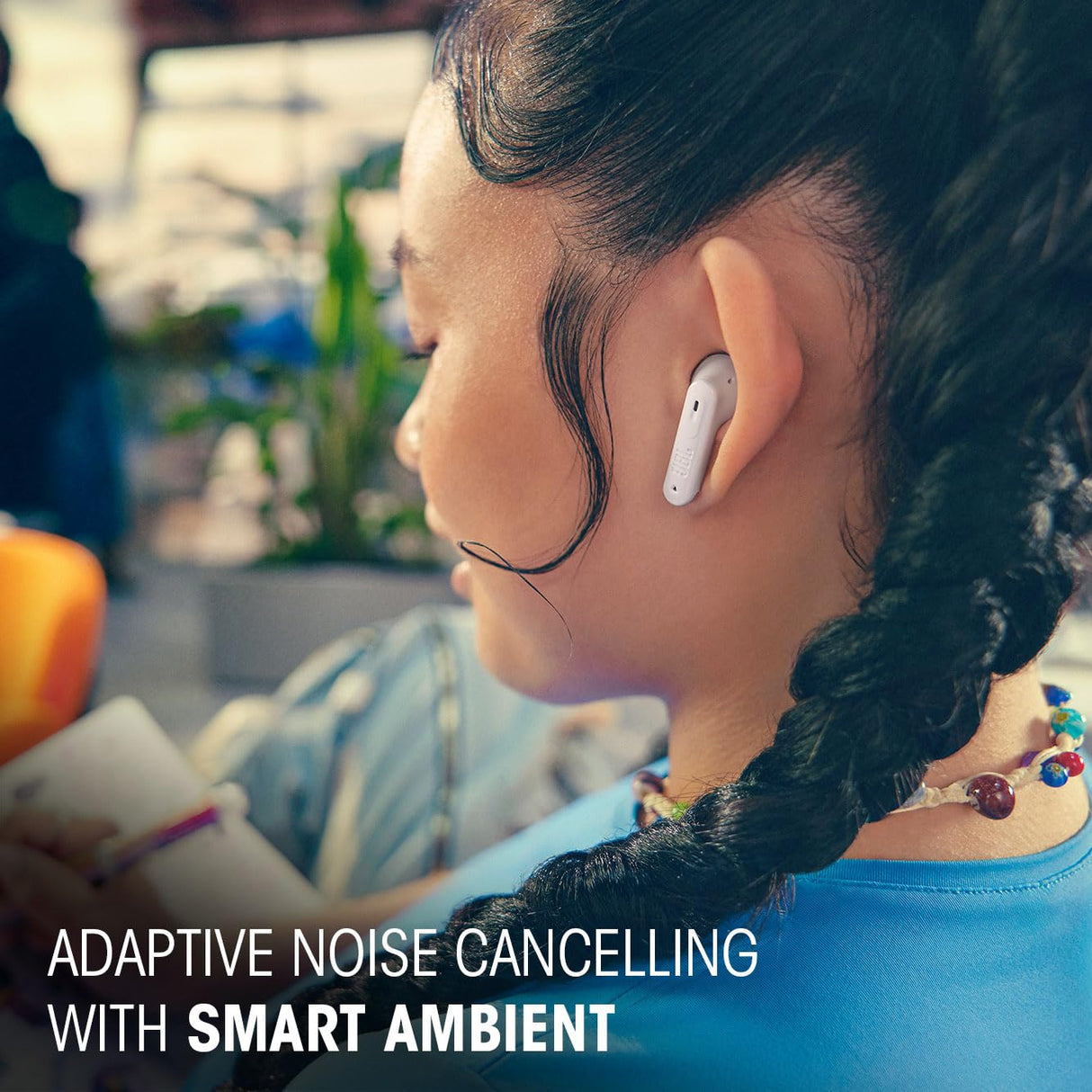 JBL Tune Flex 2, Auriculares inalámbricos Bluetooth y cancelación de Ruido. Autonomía de hasta 48 hrs, IP54 Resistentes al Agua y al Polvo, conexión multipunto, diseño ergonómico, Ghost Blanco