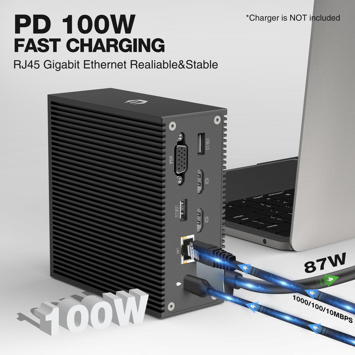 16 en 2 USB C Docking Station, Universal USB C Dock Triple Display Multiport Hub con 4K HDMI, VGA, 100W PD USB C Hub para MacBook Pro/Air, Lenovo, HP, DELL (USB-A/C 3.0, RJ45 LAN, Audio & Mic, SD/TF)
