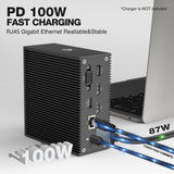 16 en 2 USB C Docking Station, Universal USB C Dock Triple Display Multiport Hub con 4K HDMI, VGA, 100W PD USB C Hub para MacBook Pro/Air, Lenovo, HP, DELL (USB-A/C 3.0, RJ45 LAN, Audio & Mic, SD/TF)