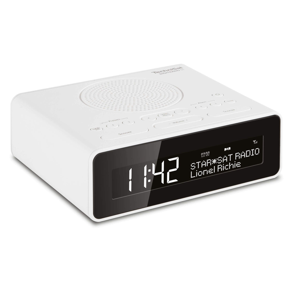TechniSat DIGITRADIO 51 - Radio Despertador DAB+ (DAB, FM, Radio Reloj, Despertador con 2 Tiempos de Alarma Ajustables, Función de Repetición, Temporizador, Pantalla Regulable) Blanco