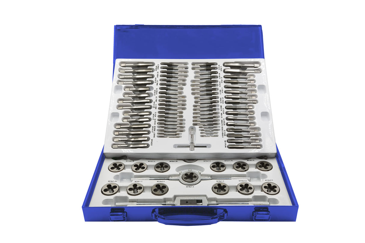 Krino 17012500 machos y terrajas M + MF 2 ÷ 18 para garaje y Officine, juego de 110 piezas), acero