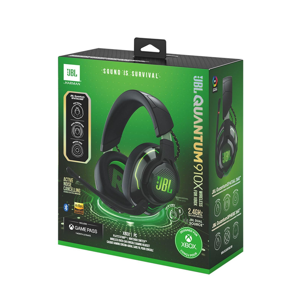 JBL Quantum 910X Auriculares inalámbricos con Bluetooth para Xbox, cancelación activa del ruido, QuantumSOUND Signature, 37 h de batería, negro