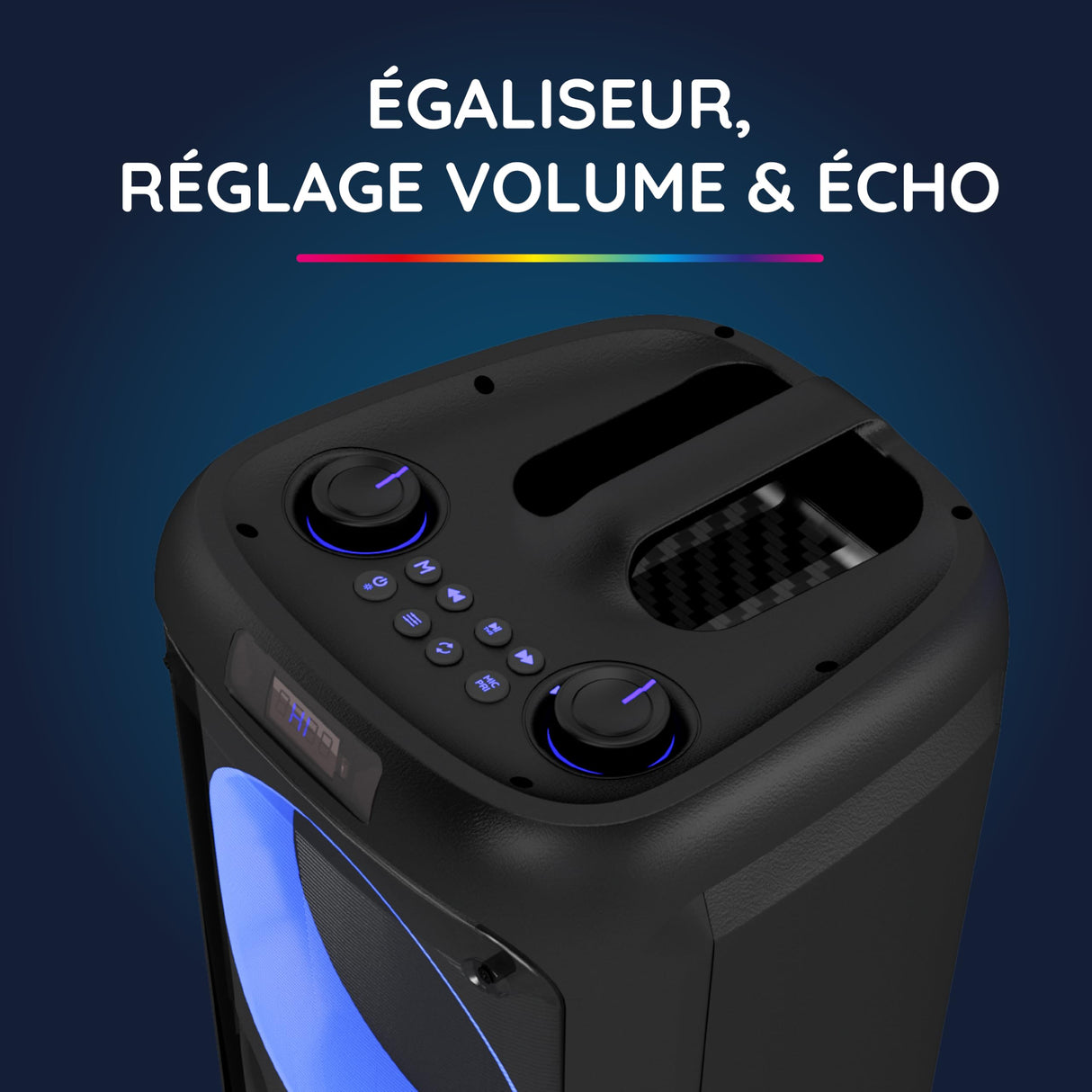 R-MUSIC - Party Boost M - Altavoz de Alta Potencia - Bluetooth 5.3, 11h de autonomía, RGB, Modo Karaoke, Micrófono con Cable, Mango Integrado, Ecualizador