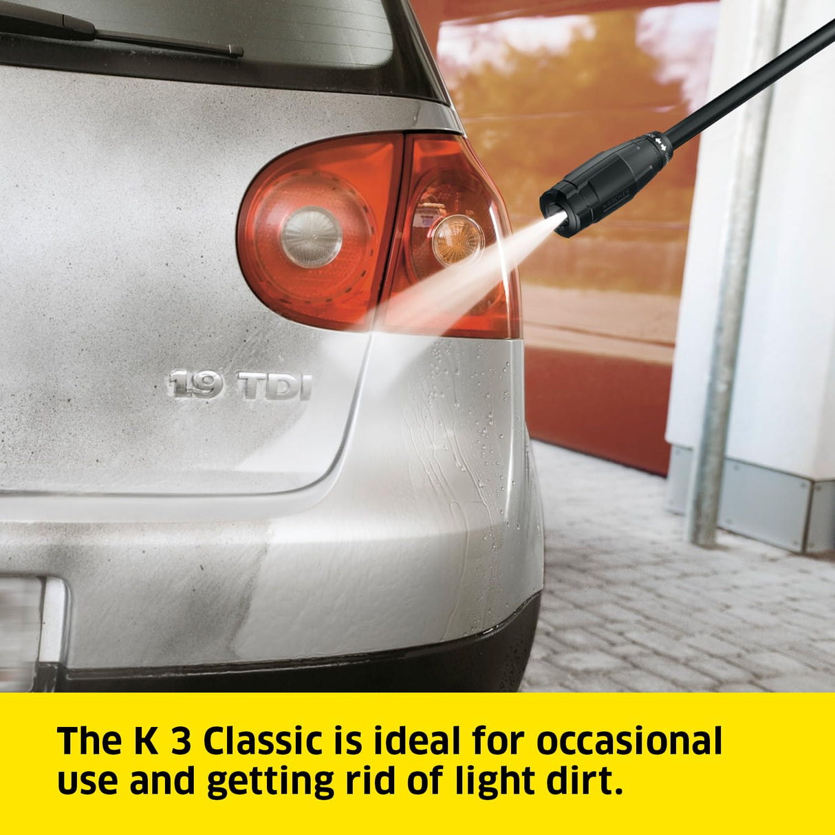 Kärcher K 3 Classic Home - Lavadora a presión, presión: máx. 120 bar, Caudal: 380 l/h, Superficie: 25 m²/h, Filtro de agua, Peso: 4,2 kg, Manguera y pistola de alta presión, Blaster de suciedad, Lanza