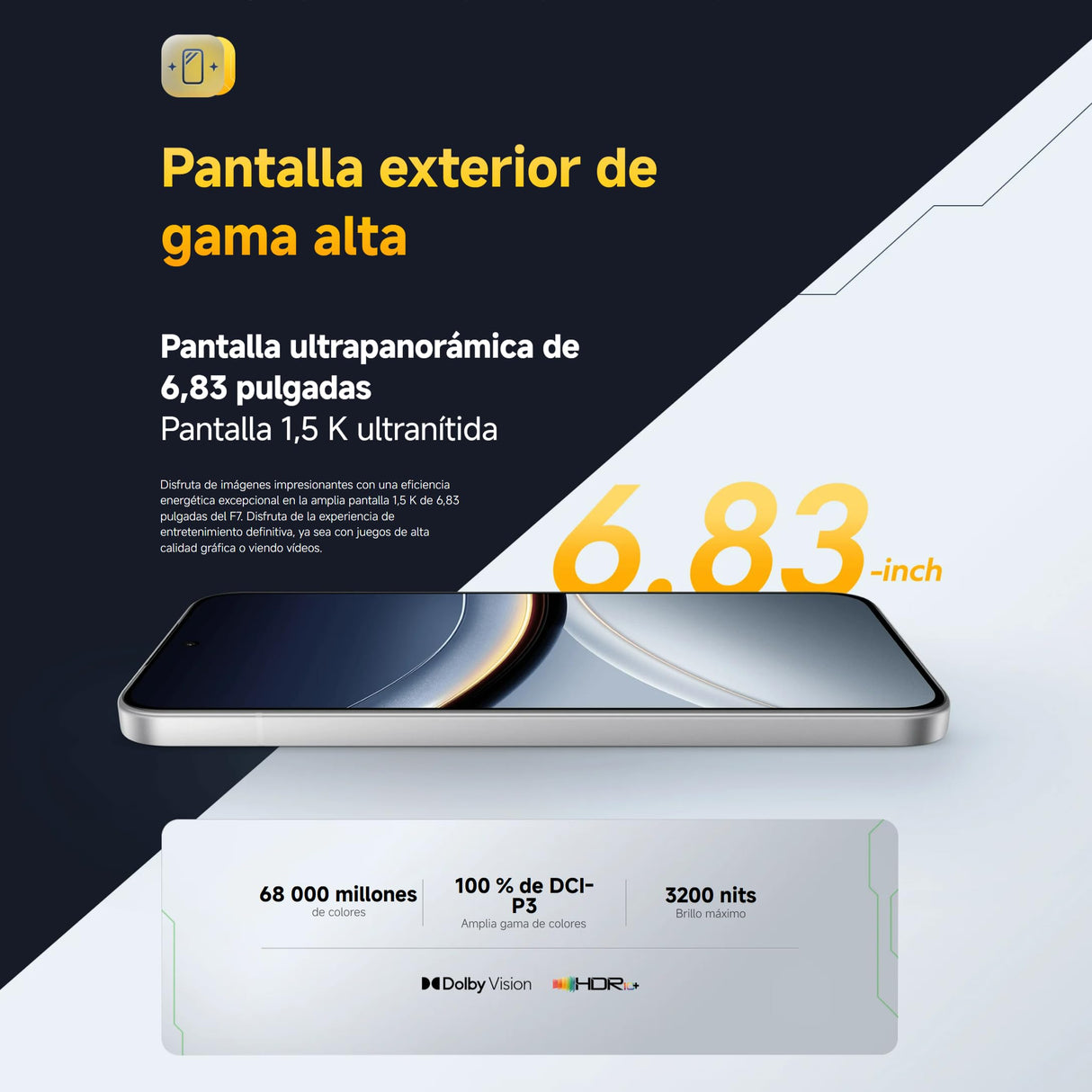 XIAOMI POCO F7 - Smartphone de 12+256GB, Cámara Sony de 50 MP con OIS, Pantalla AMOLED de 6,83'' 1.5K a 120Hz, Snapdragon 8s Gen 4, Hypercharge 90W, Cargador no Incluido, Blanco (Versión ES)