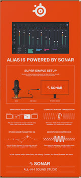 SteelSeries Alias Micro USB para PC — cápsula 3 Veces más Grande para Gaming, Streaming y pódcast — cancelación de Ruido por IA — Control de Silencio y Volumen por led — Soporte antivibraciones