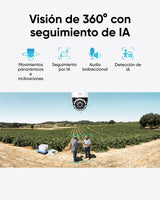 eufy Security Camara vigilancia WiFi Exterior 4G LTE CAM S330, 4K UHD con Movimiento Horizontal y Vertical, con Panel Solar, Seguimiento IA de Personas/vehículos, con Sim Card