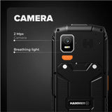 Hammer H Horizon LTE Móvil Irrompible, Batería 3000mAh, 64 GB, Pantalla IPS 2,8", Teclas Grandes, Botón SOS, Linterna, Cámara 2MP, Radio FM, USB-C, Dual SIM, IP68/MIL-STD-810H, Negro