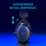 Rapoo Auriculares inalámbricos VH800 para Videojuegos, micrófono Flexible con Silencio, Almohadillas de Piel sintética, batería de 46 Horas, Auriculares Bluetooth y PC de 2,4 GHz, Mac, Xbox One, PS4,