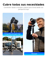 Tripode Camara Rollei C5i Negro, 156cm Tripode Carbono Fotografia de Viaje Portátil Camera Tripod Ligero con Cabezal Esférico de 360° Trípode y Monopie Compacto para Cámaras DSLR y Smartphone