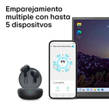 LG Electronics Auriculares Tone Free DT80Q, Bluetooth 5.2 con Sistema de Sonido Meridian y Función de Carga Rápida, Blanco