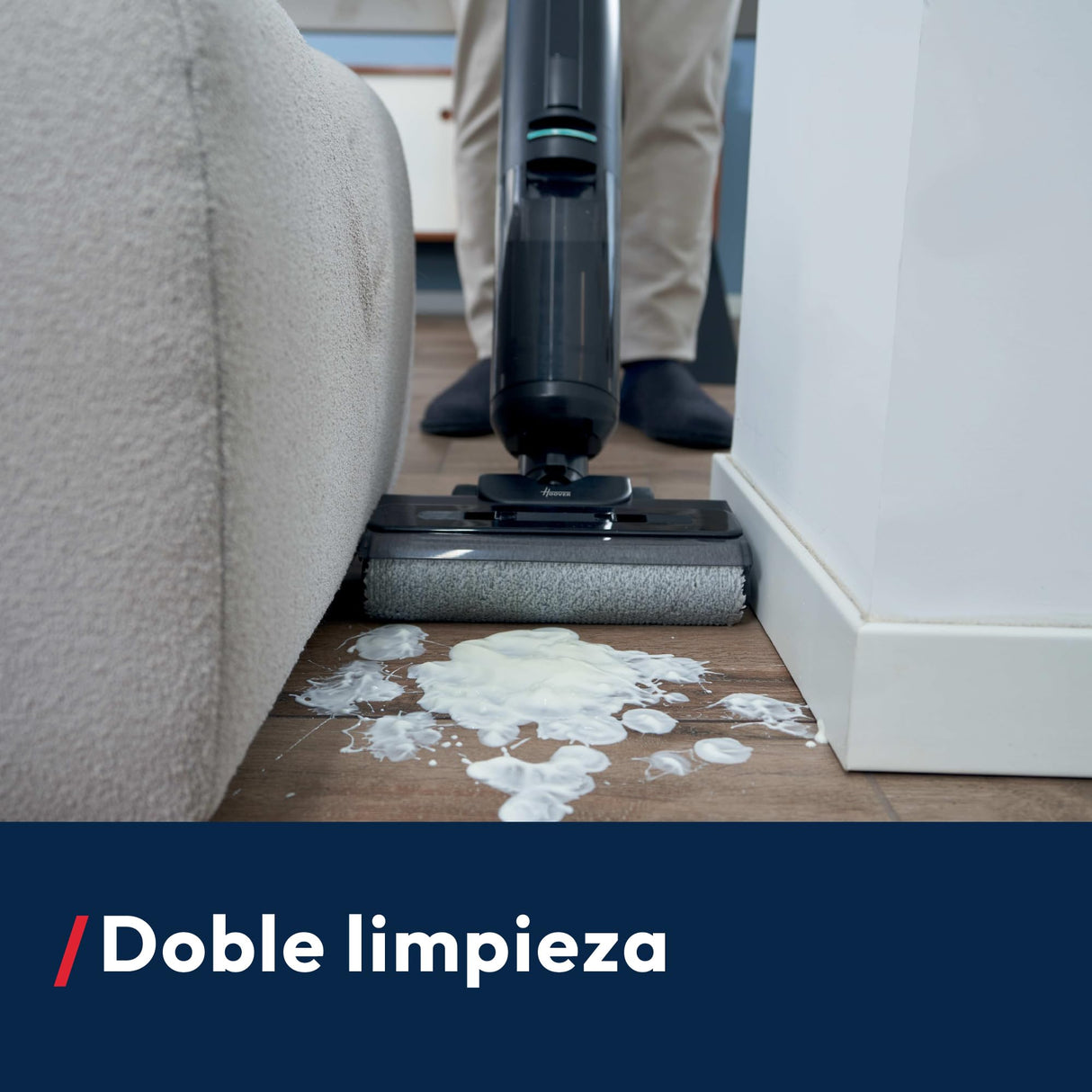 Hoover HW3 - Aspirador y fregasuelos inalámbrico 2 en 1 seco y húmedo - para Suelos delicados y Duros - 40 min autonomía - Anti-Twist - Autolimpieza Aire frío - Limpieza Bordes Bilateral [HW3Z00]