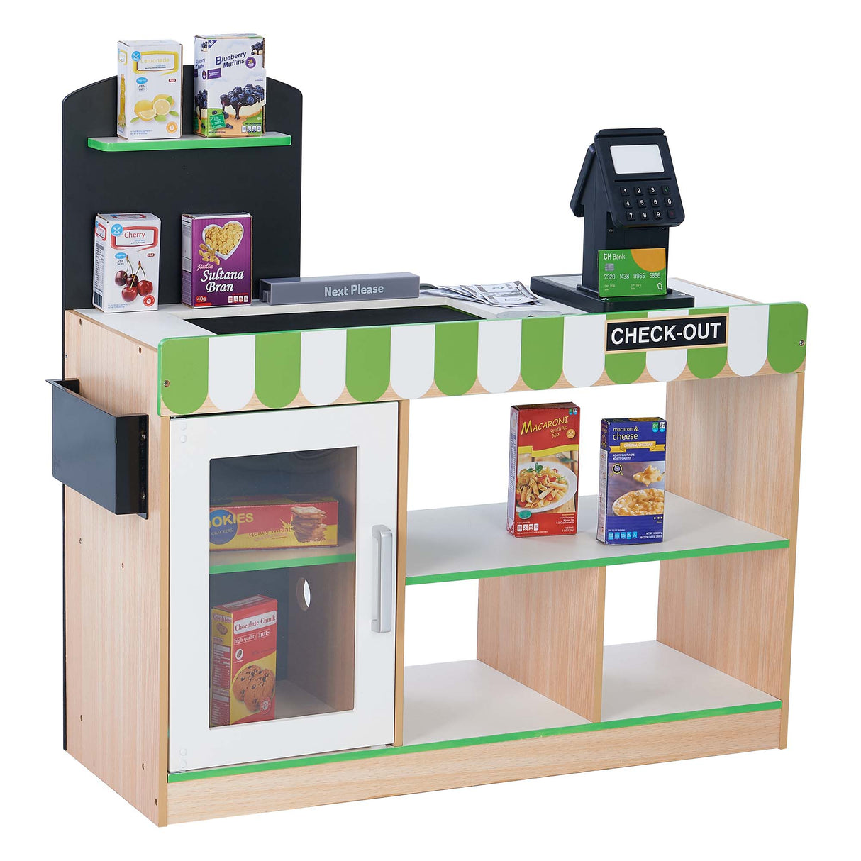 Teamson Kids - Cajero de Austin Play Market Stand - Verde y Madera - TD-13206B