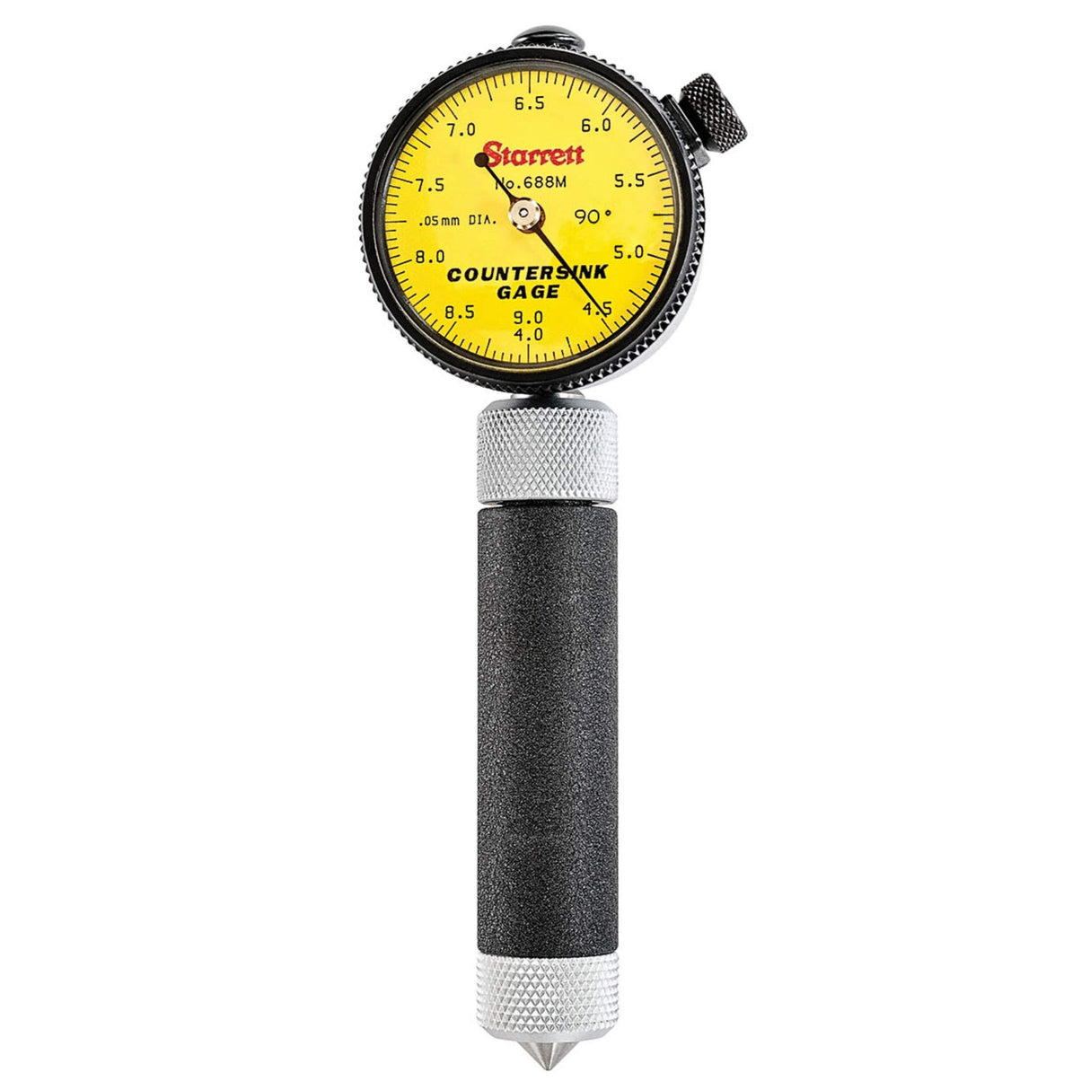 Starrett 688M-2ZMillimetre - Medidor de lectura de avellanado con esfera amarilla, ángulo de 90 grados, rango de 4 a 9 mm