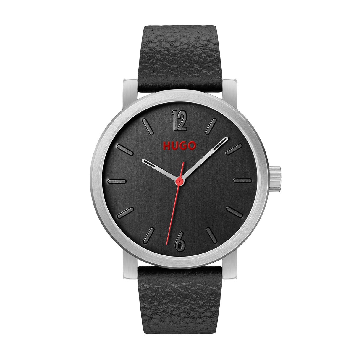 HUGO Reloj Analógico de Cuarzo para Hombre Colección #RASE con Correa de Cuero Negra - 1530115