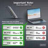 DIGITUS Docking Station – 12 Puertos – 2X HDMI, 1x Displayport 8k 30Hz – 2X USB-A 3.2 Gen2, 1x Tipo A 3.2 Gen1, 1x USB-C 3.2 Gen2 – 1x RJ45 – Lector de Tarjetas SD MicroSD – Conector de 3,5 mm – Gris