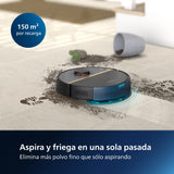 Philips Robot Aspirador y friegasuelos Homerun 7000, succión ultrapotente (5000 Pa), detección de obstáculos pequeños, estación de Vaciado automático, Robot Aspirador, App, Negro (XU7100/01)
