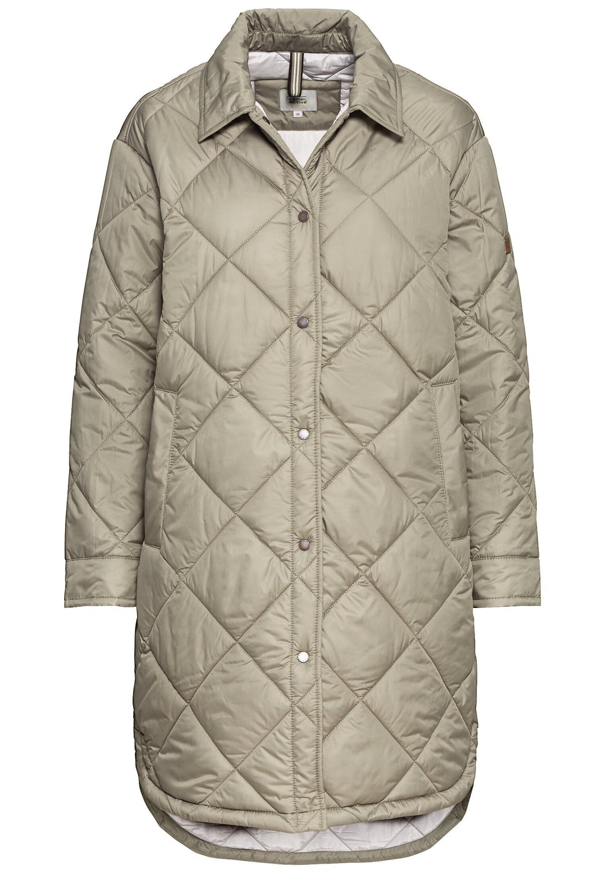 camel active Chaqueta Larga Acolchada en Estilo Overshirt Coat, Verde, 46 para Mujer