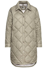 camel active Chaqueta Larga Acolchada en Estilo Overshirt Coat, Verde, 46 para Mujer