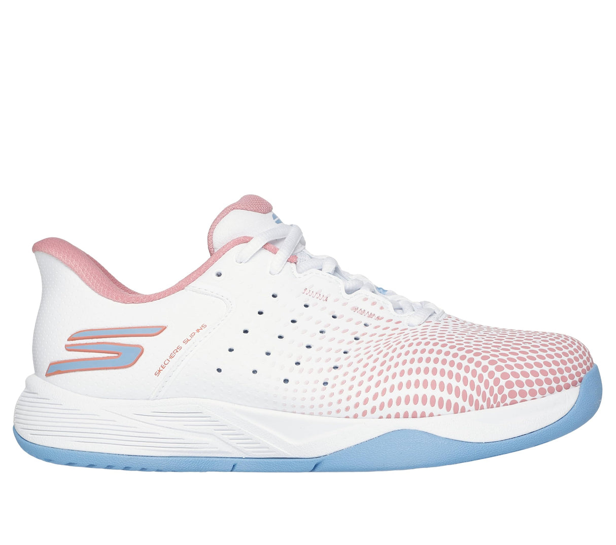 Skechers Viper Court Reload, Zapatillas Mujer, White Synthetic/Textile/Blue Trim, 37 EU