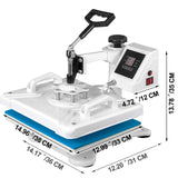VEVOR Prensa de calor 5 en 1, 29 x 38 cm, prensa de calor, prensa en caliente con temporizador digital preciso y control de temperatura de 360 grados, máquina de prensado en caliente blanca para