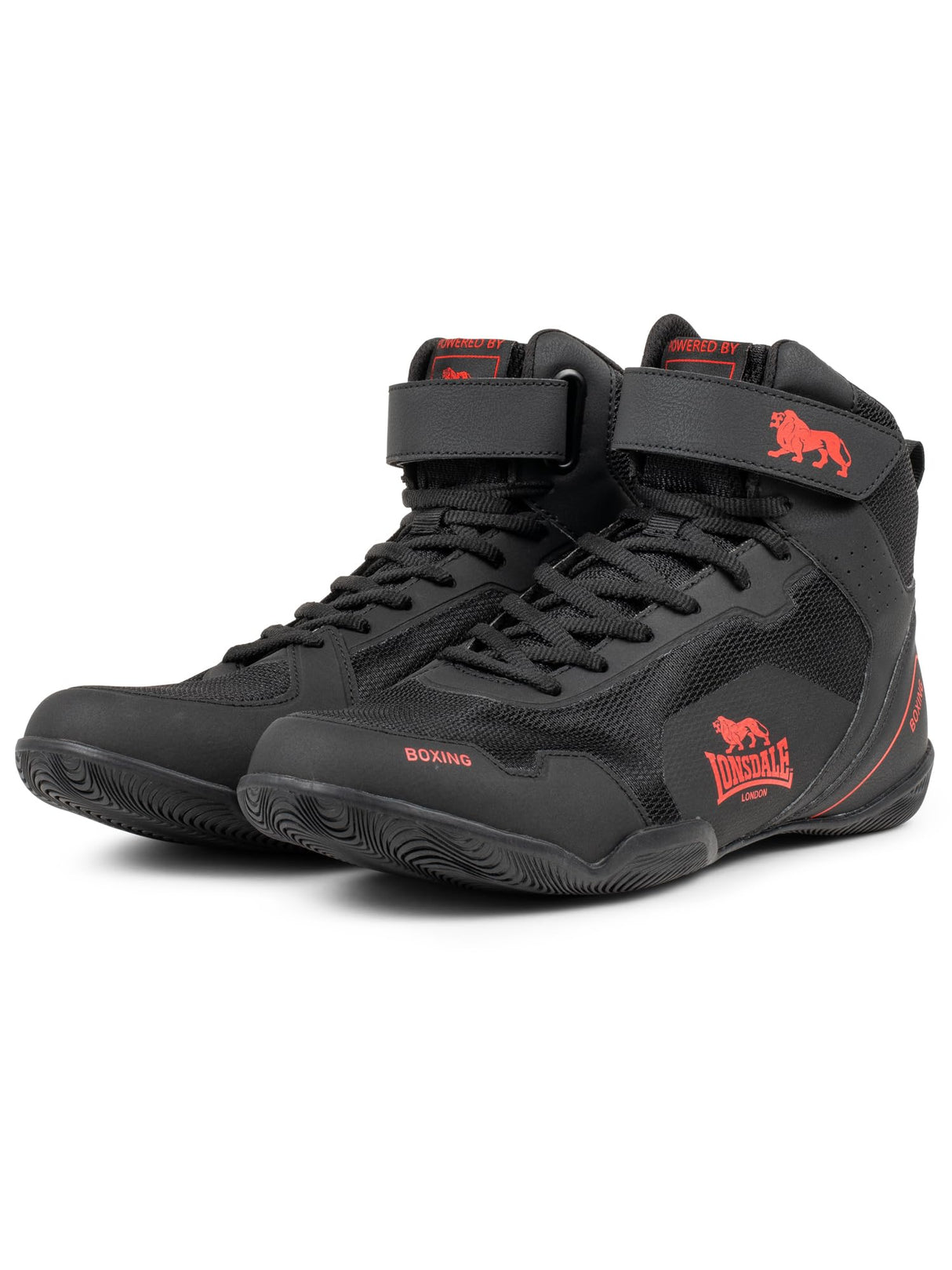 Lonsdale Rufford, Zapatillas de Boxe Unisex Adulto, Negro Rojo, 40 EU
