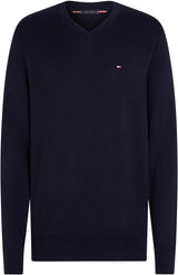 Tommy Hilfiger Jersey Hombre Essential Cotton con Cuello de Pico, Azul (Desert Sky), L