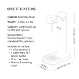 Aarke Carbonator 3, Máquina para hacer Agua con Gas en Acero Inoxidable, incluye Botella 800ml, Edición Especial Sand