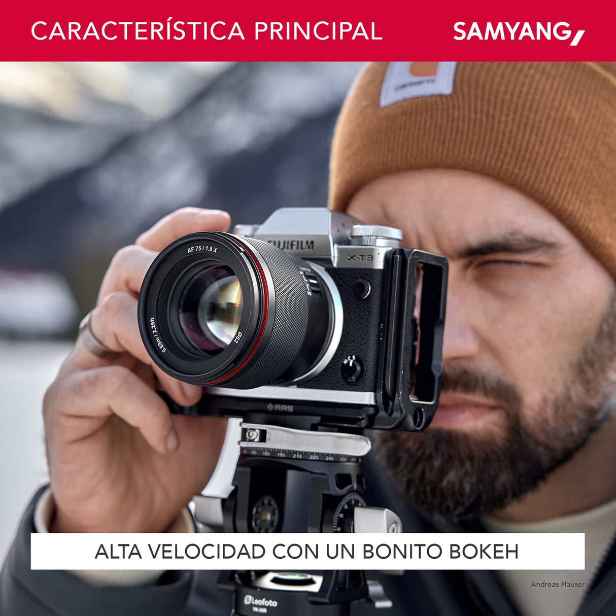 Samyang AF 75 mm F1.8 para Fuji X - lente para retratos liviana y compacta con LSTM-AF, protección contra la intemperie e interruptor personalizado para tomas nocturnas y de viaje