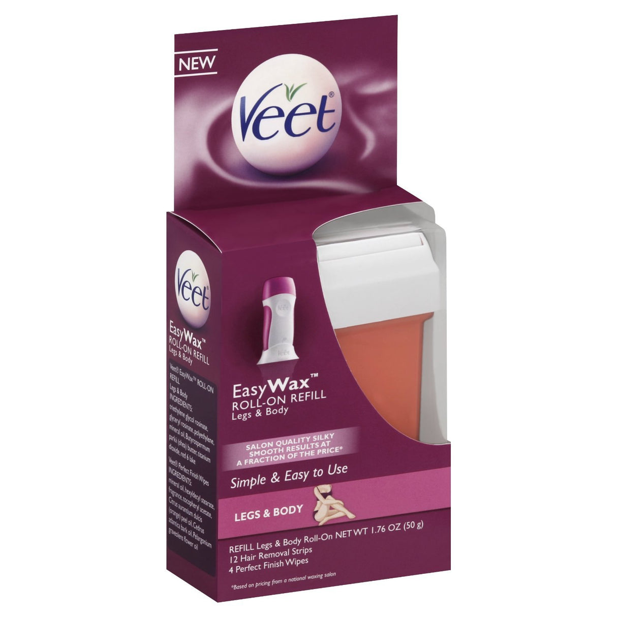 Veet Easy Wax Leg and Body Hair Remover Wax Refill, 1 x 2