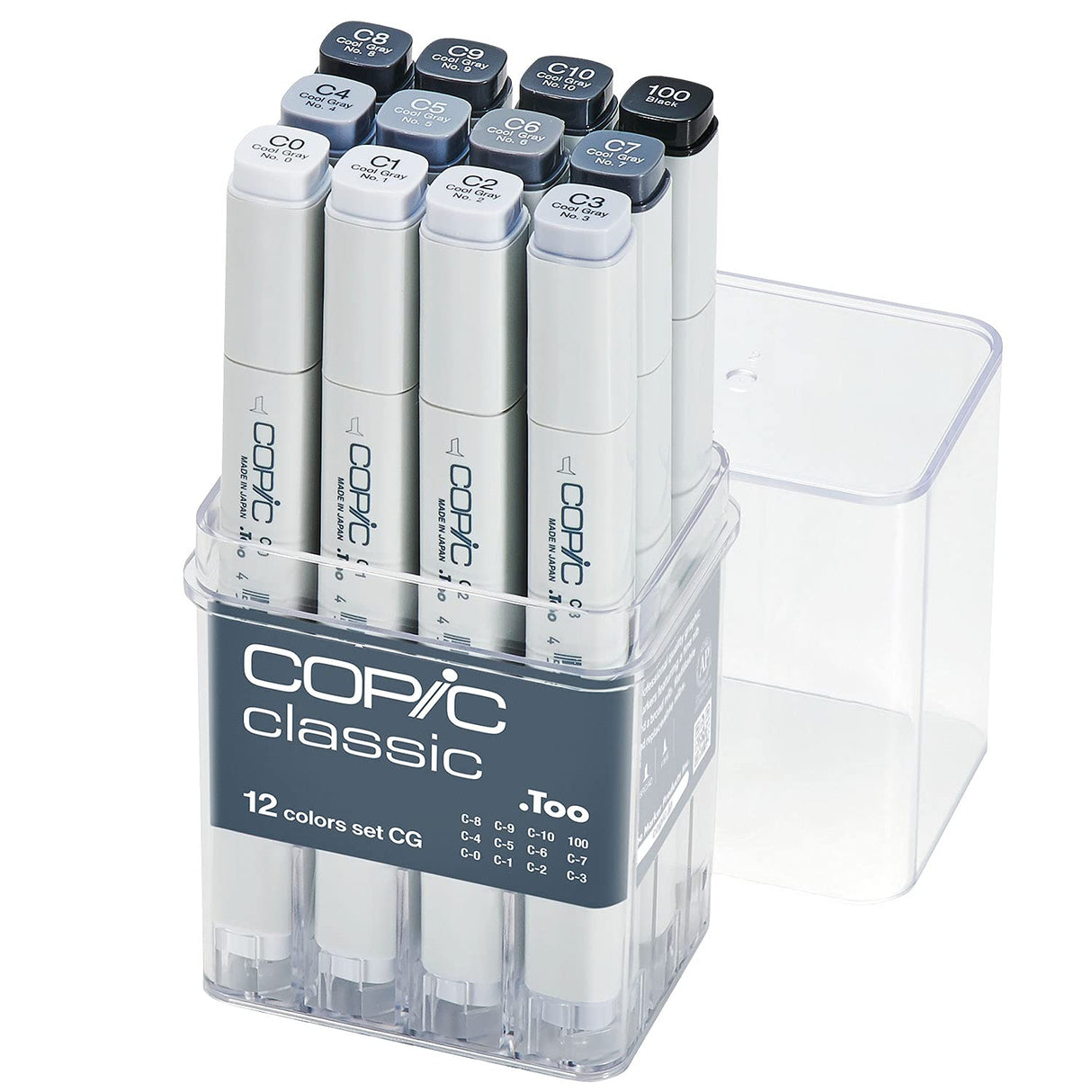 Copic Marker Set - Paquete de 12 rotuladores permanentes (tinta negro), blanco