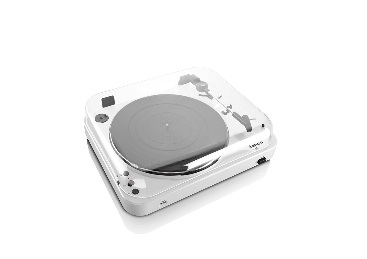 Lenco L-85 Tocadiscos con USB, Semi Automático, 33 45 RPM, Estereo, 12W, Blanco