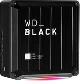 WD BLACK D50 NVMe SSD, Game Dock de 2 TB, 2 puertos Thunderbolt 3, DisplayPort 1.4, 2 puertos USB-C, 3 puertos USB-A, entrada y salida de audio y Gigabit Ethernet, iluminación RGB personalizable