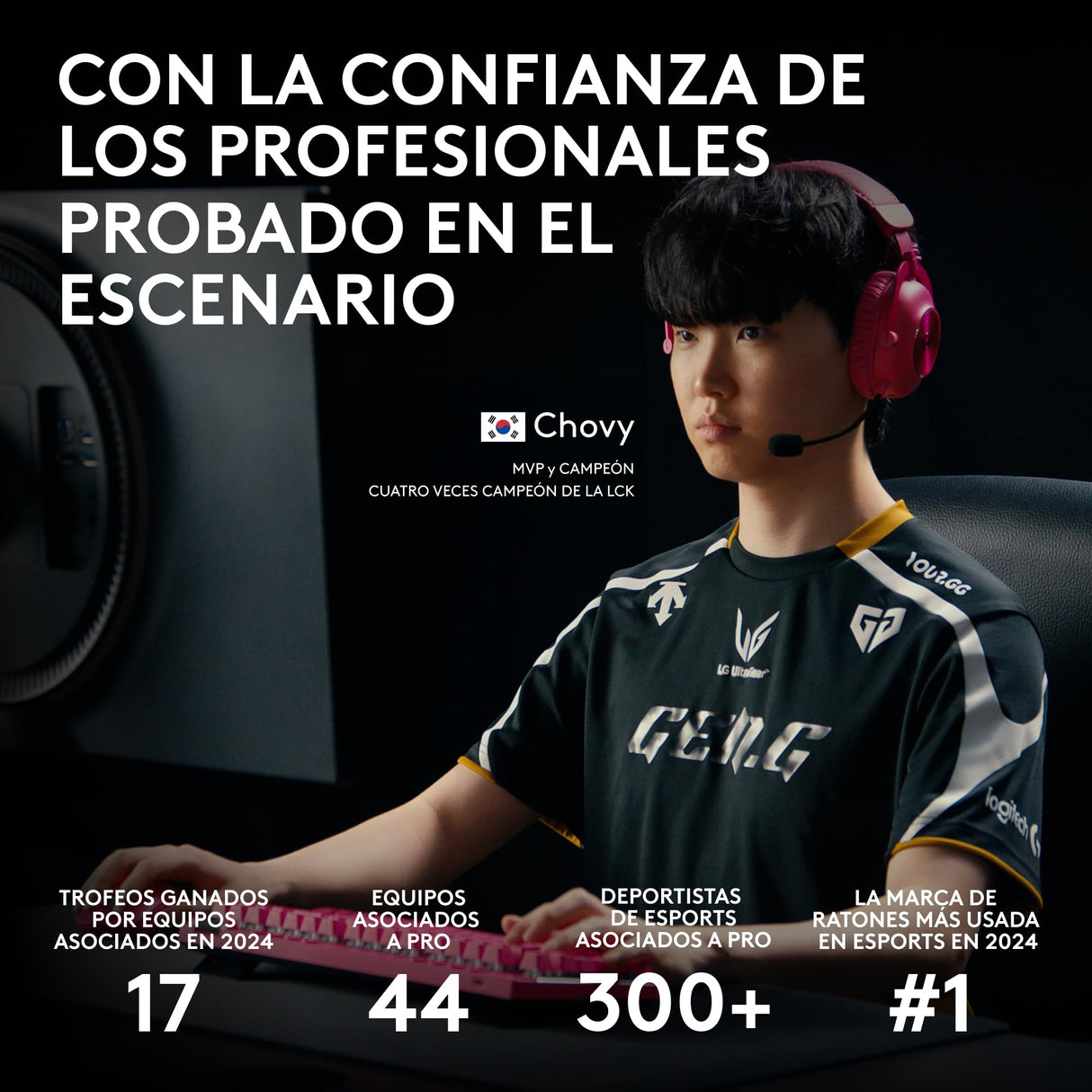 Logitech G PRO 2 LIGHTSPEED,ratón inalámbrico para gaming, para diestros o zurdos con hasta 4 botones laterales magnéticos personalizables y conmutables,sensor de 44 000 DPI,carga USB-C, PC/Mac-Negro