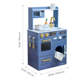 Teamson Kids Cocina de Madera Azul para niños con Lavadora, Mini huerto, Horno, Fregadero y 9 Accesorios para Juego simbólico Creativo