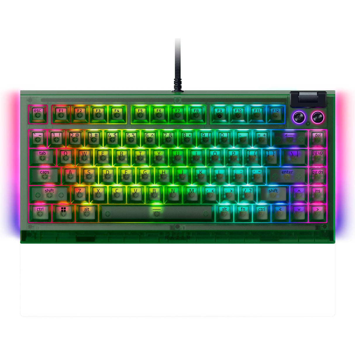 Razer BlackWidow V4 75% Phantom Green Edition - Teclado mecánico para Juegos Intercambiable en Caliente (táctiles Naranjas, Rodillo, 2 Botones dedicados) Diseño US | Phantom Green