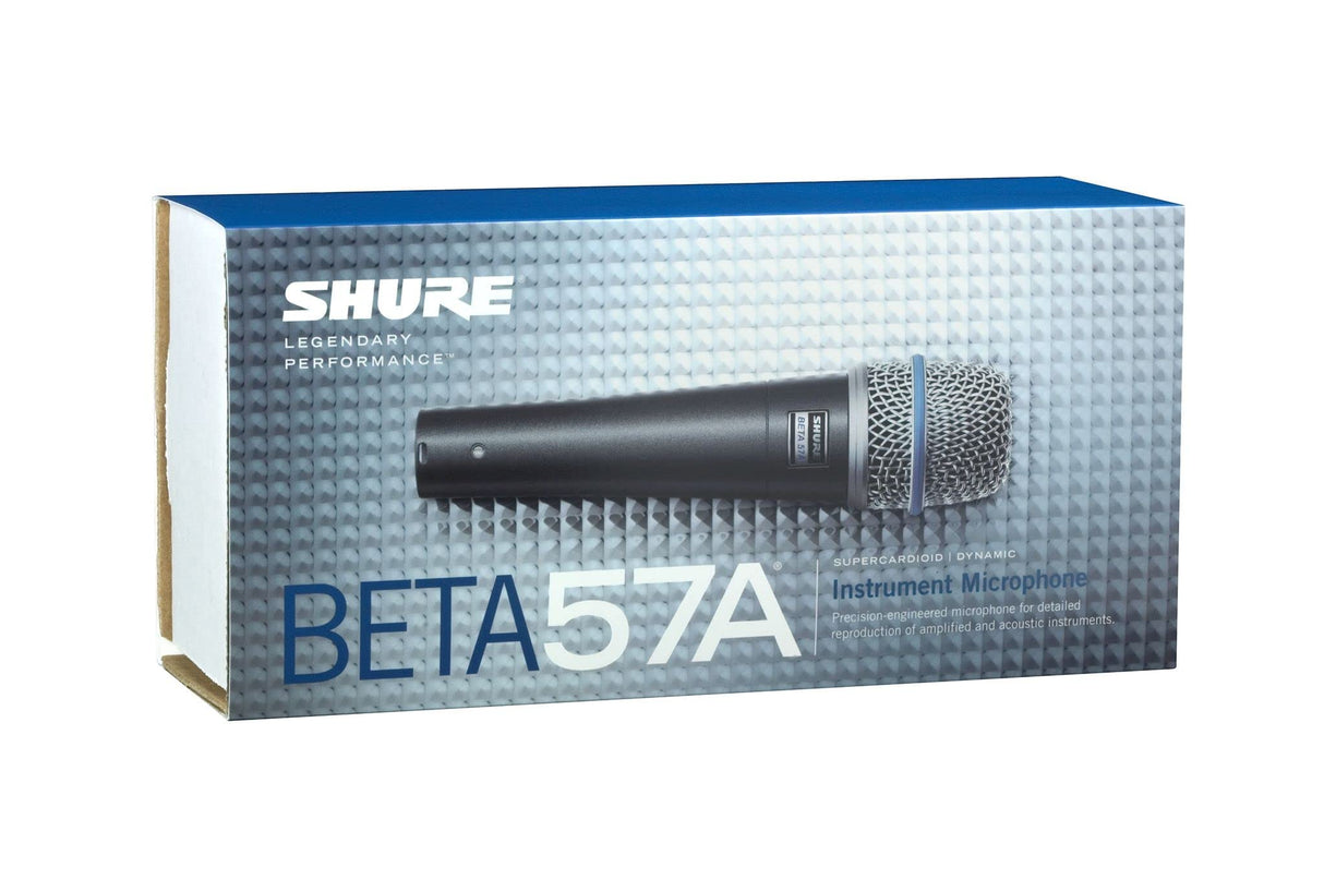 Shure BETA 57A Instrument Micrófono - MIC dinámico supercardioid para aplicaciones vocales e instrumentales con alto elemento de neodimio de salida de alta salida